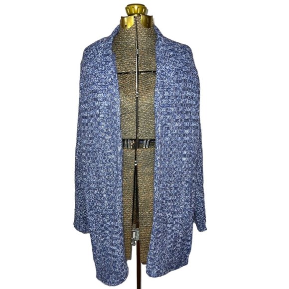 Larry Levine Sweaters - Larry Levine Blue Open Front Sweater Cardigan Thigh Length Womens Size Medium